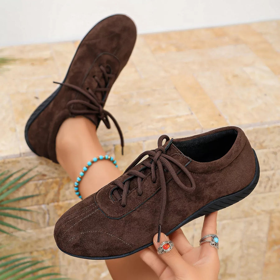 Round Toe Lace Up Sneakers Apparel and Accessories