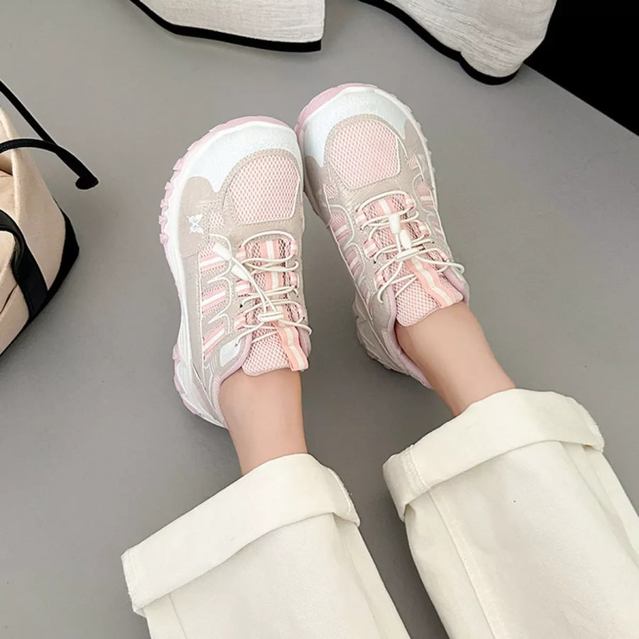 Round Toe Lace Up Sneakers Apparel and Accessories