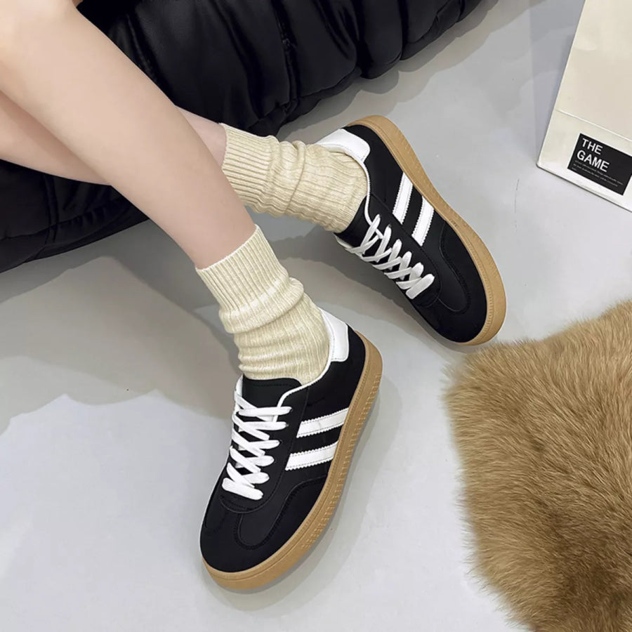 Round Toe Lace Up Sneakers Apparel and Accessories