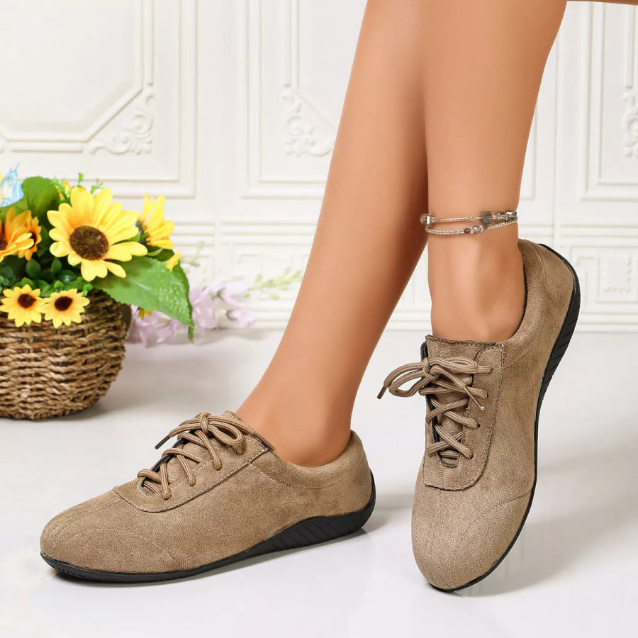 Round Toe Lace Up Sneakers Apparel and Accessories