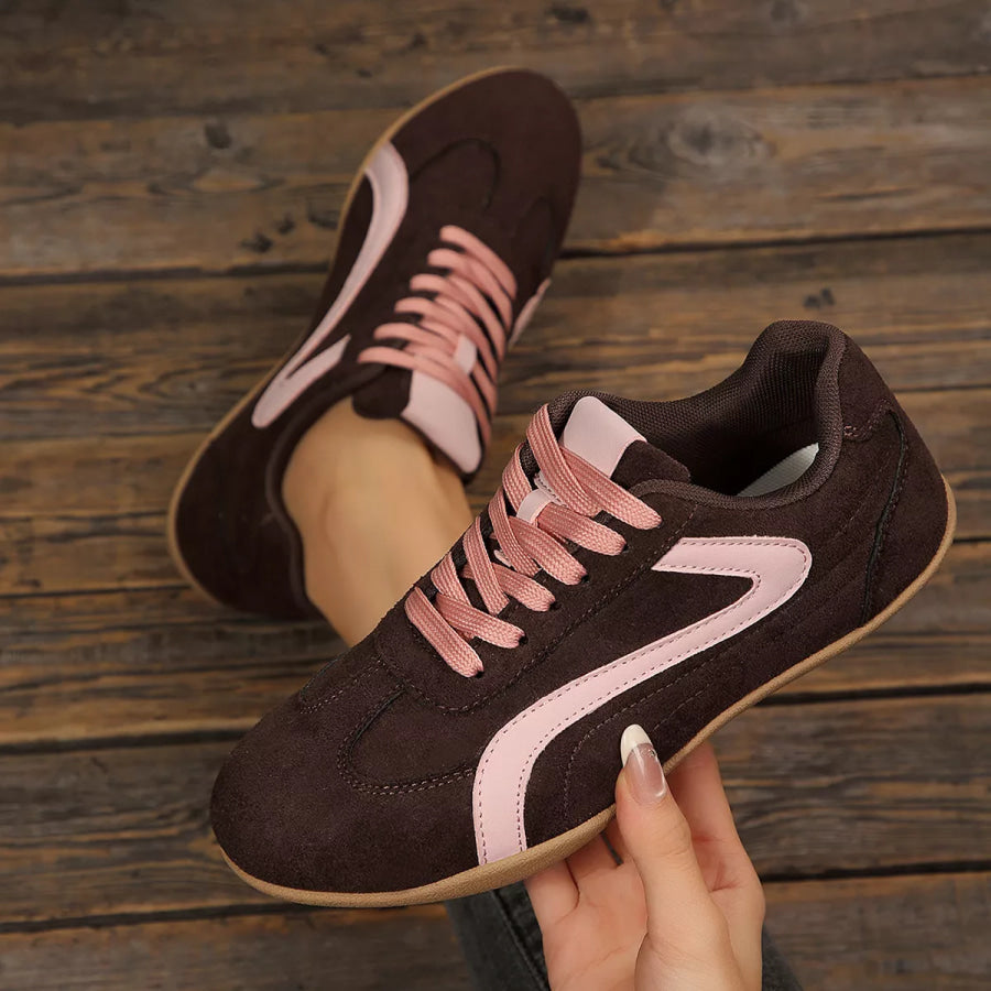 Round Toe Lace Up Sneakers Apparel and Accessories