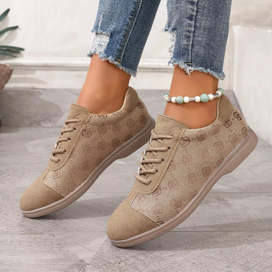 Round Toe Lace Up Sneakers Apparel and Accessories