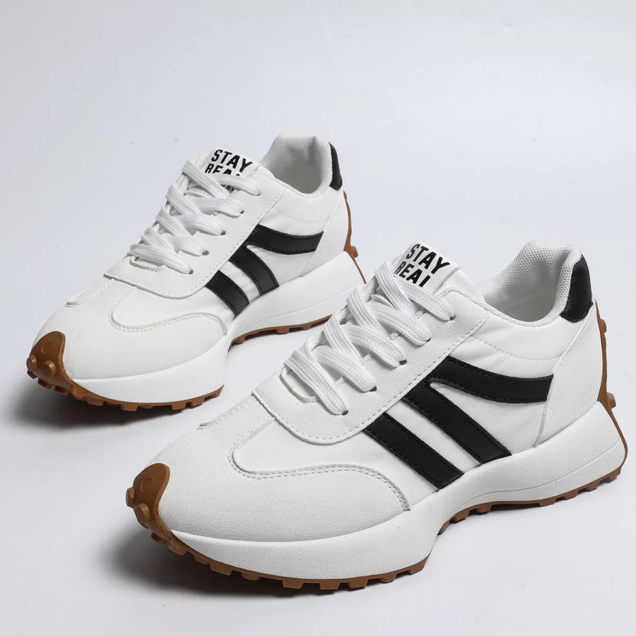 Round Toe Lace Up Sneakers Apparel and Accessories