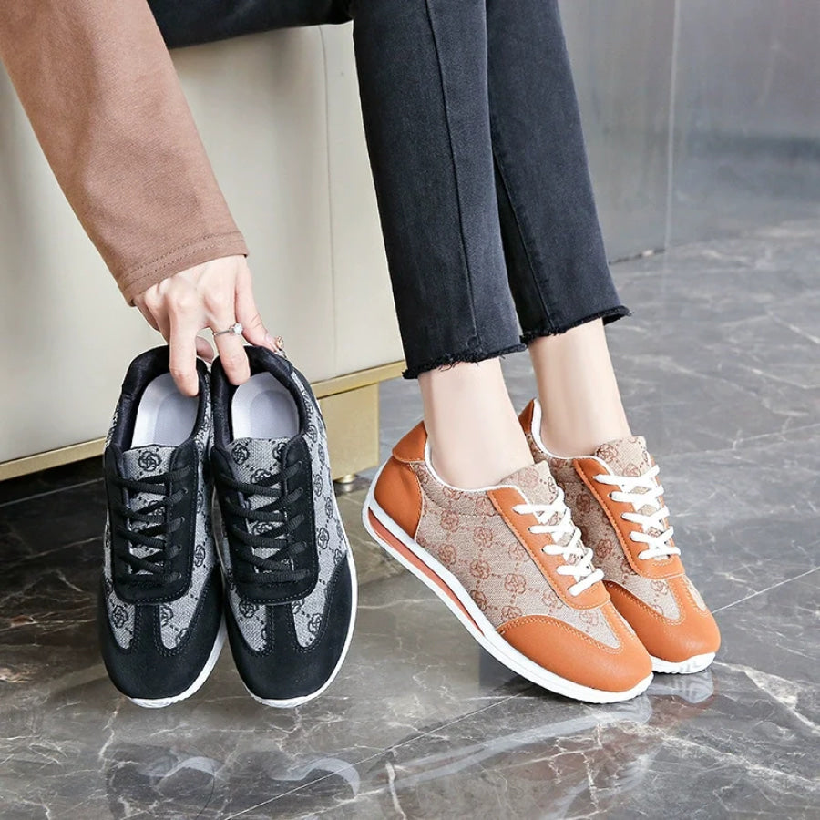 Round Toe Lace Up Sneakers Apparel and Accessories