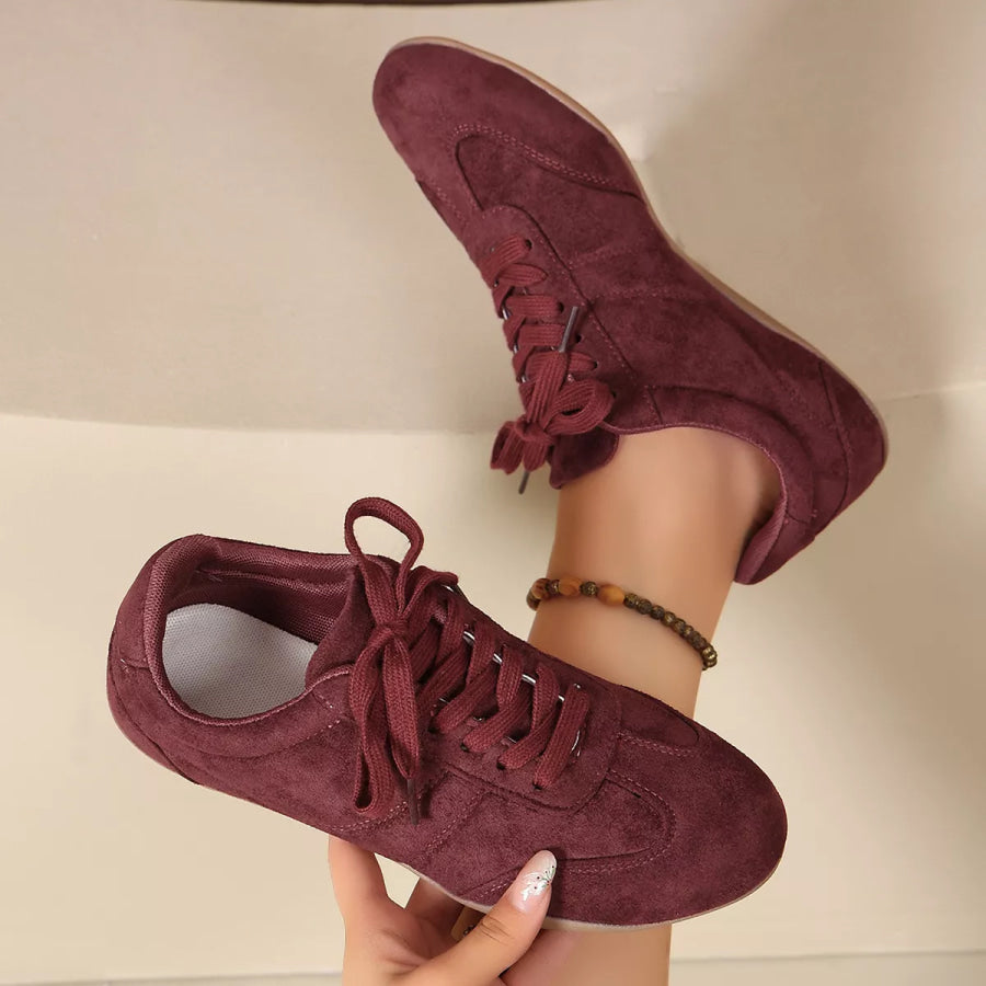 Round Toe Lace Up Sneakers Apparel and Accessories