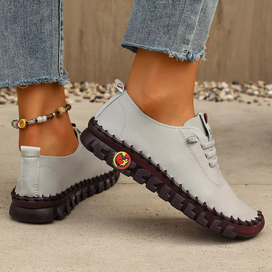 Round Toe Lace Up Sneakers Apparel and Accessories