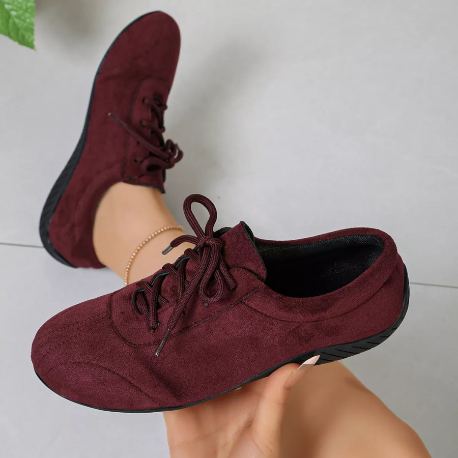 Round Toe Lace Up Sneakers Apparel and Accessories