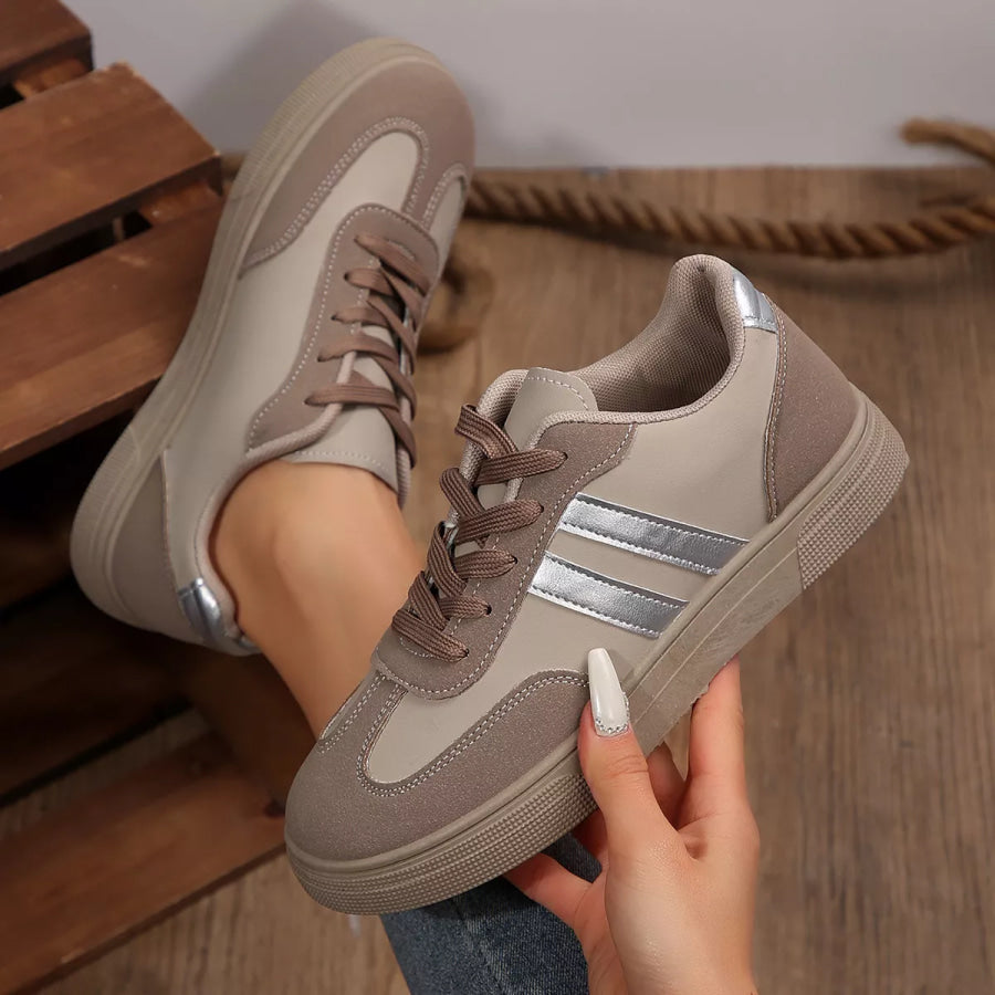 Round Toe Lace Up Sneakers Apparel and Accessories