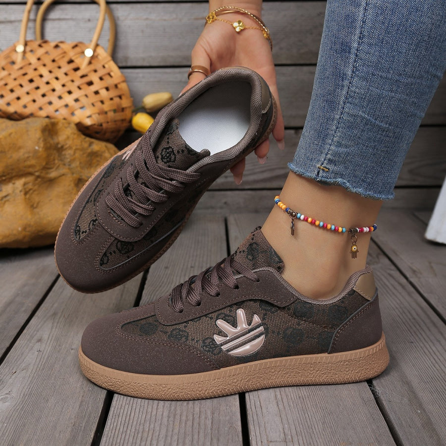Round Toe Lace Up Sneakers Apparel and Accessories