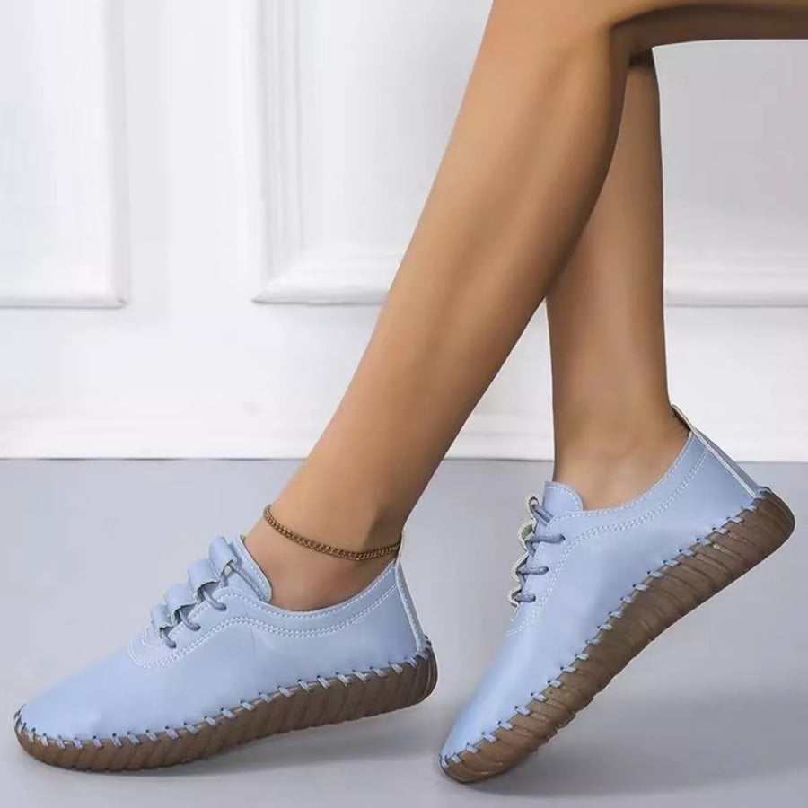 Round Toe Lace Up Sneakers Apparel and Accessories
