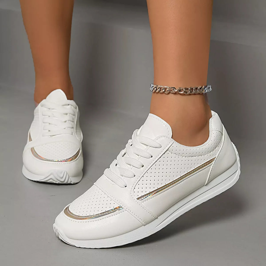 Round Toe Lace Up Sneakers Apparel and Accessories