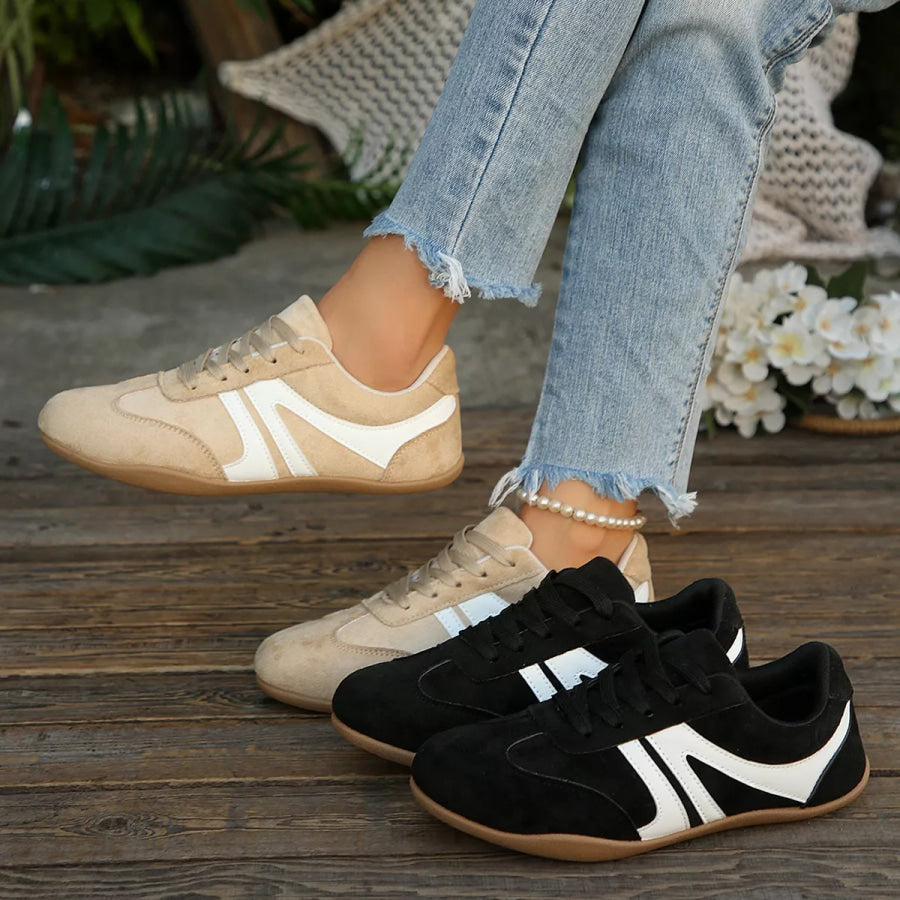 Round Toe Lace Up Sneakers Apparel and Accessories