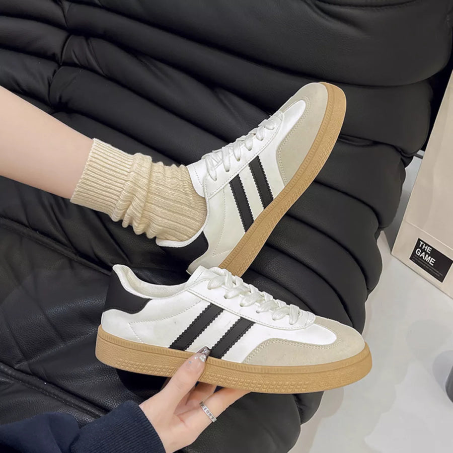 Round Toe Lace Up Sneakers Apparel and Accessories