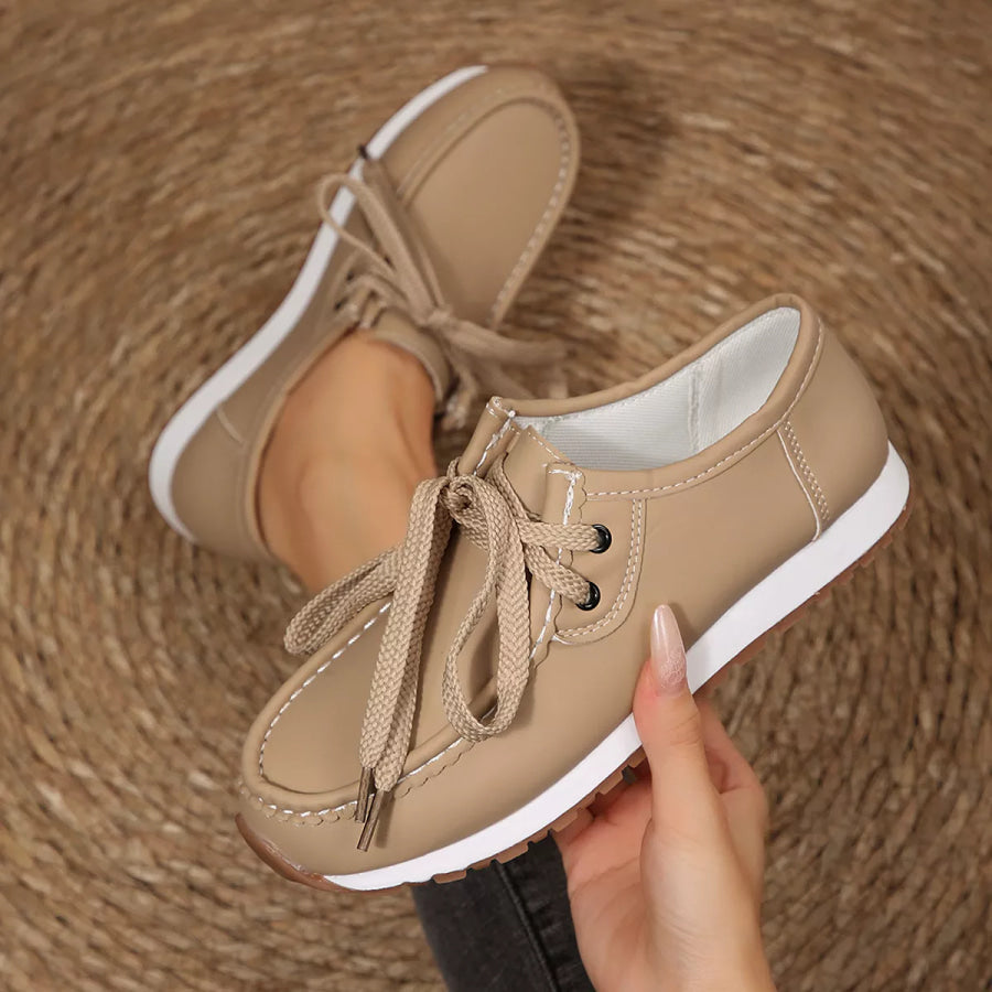 Round Toe Lace Up Sneakers Apparel and Accessories