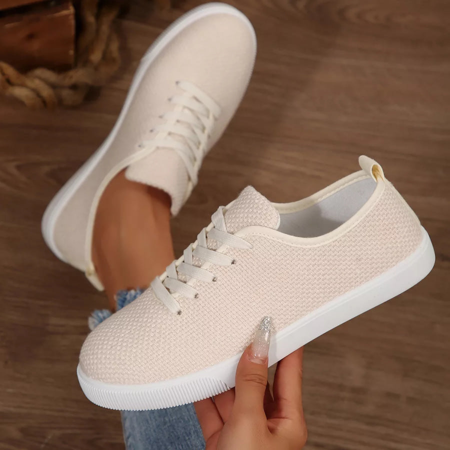 Round Toe Lace Up Sneakers Apparel and Accessories