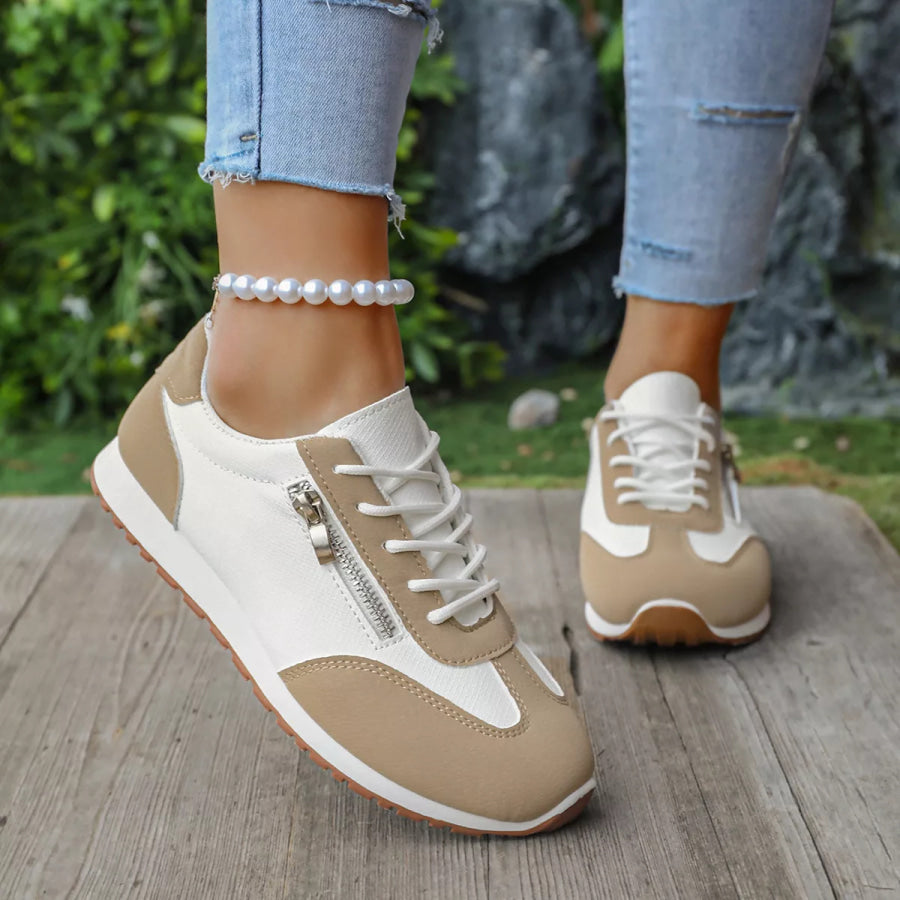 Round Toe Lace Up Sneakers Apparel and Accessories