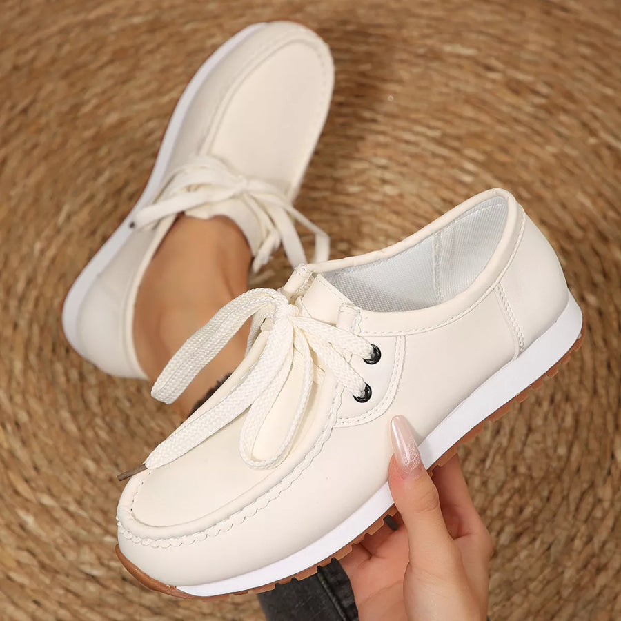 Round Toe Lace Up Sneakers Apparel and Accessories