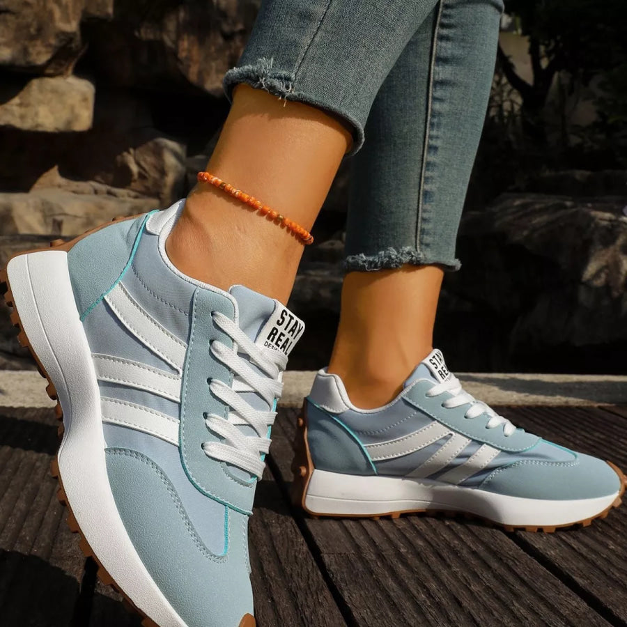 Round Toe Lace Up Sneakers Apparel and Accessories