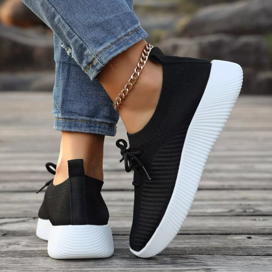 Round Toe Lace Up Sneakers Apparel and Accessories