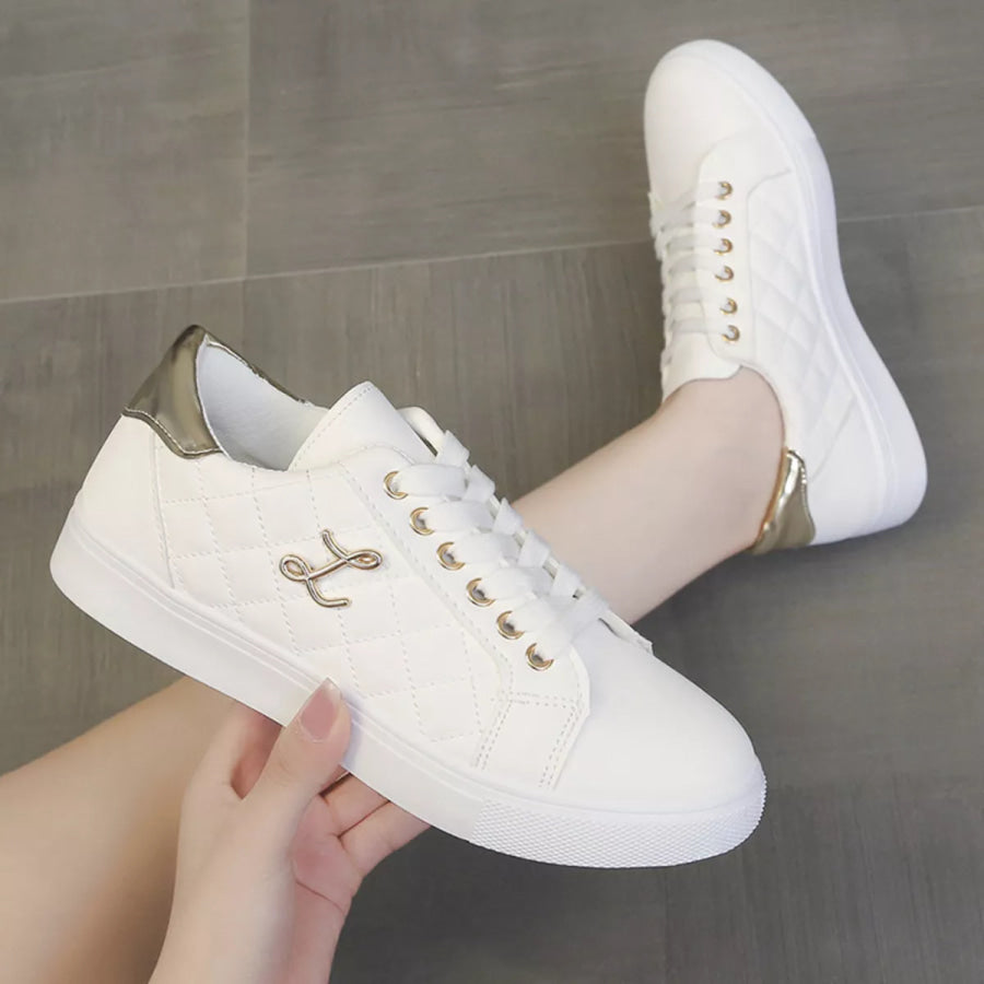 Round Toe Lace Up Sneakers Apparel and Accessories