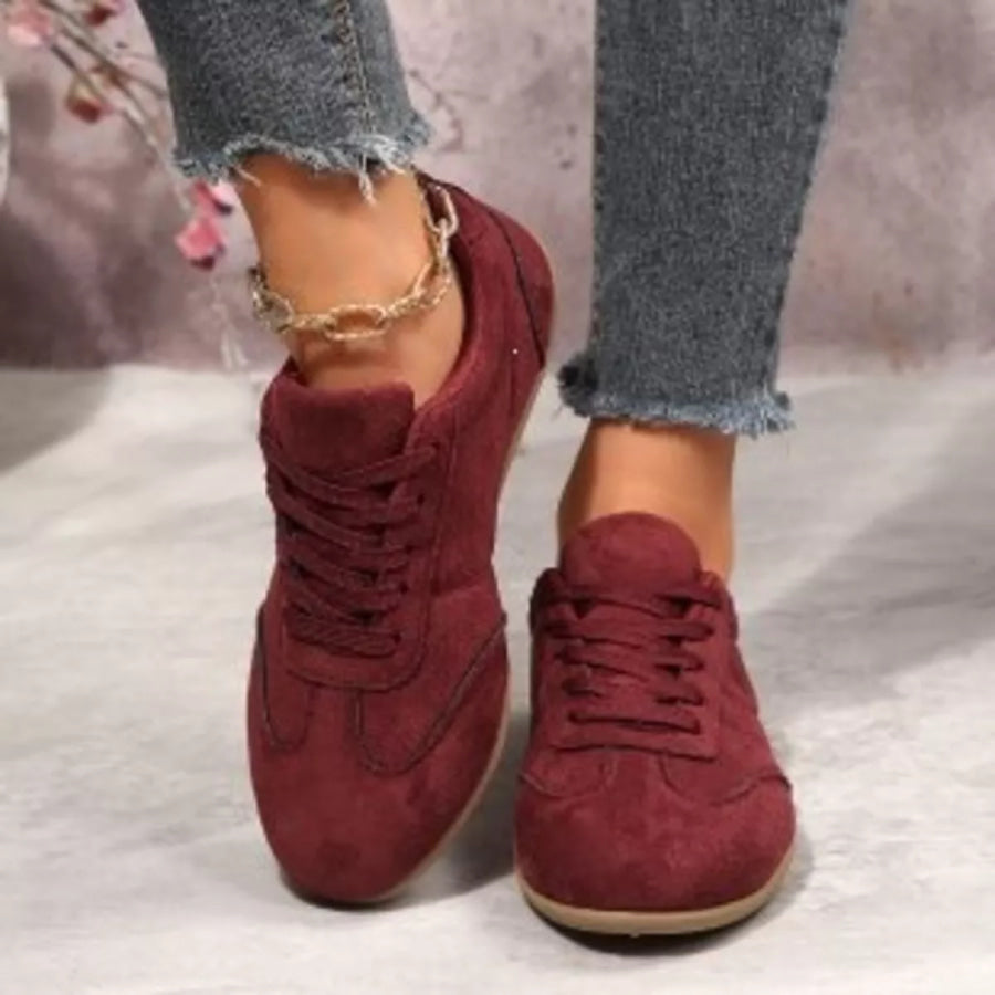Round Toe Lace Up Sneakers Apparel and Accessories