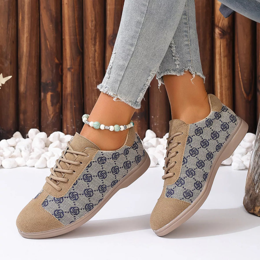 Round Toe Lace Up Sneakers Apparel and Accessories