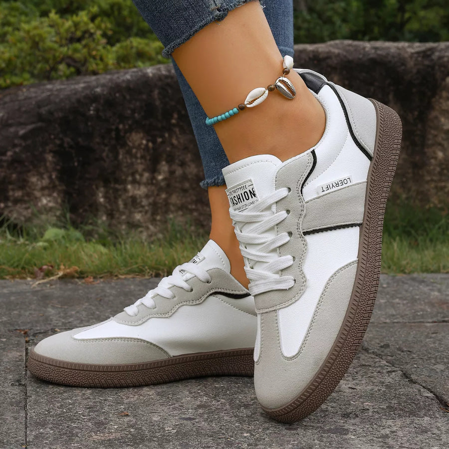Round Toe Lace Up Sneakers Apparel and Accessories