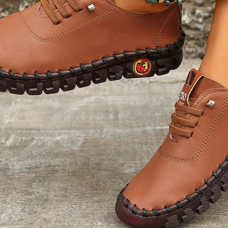 Round Toe Lace Up Sneakers Apparel and Accessories
