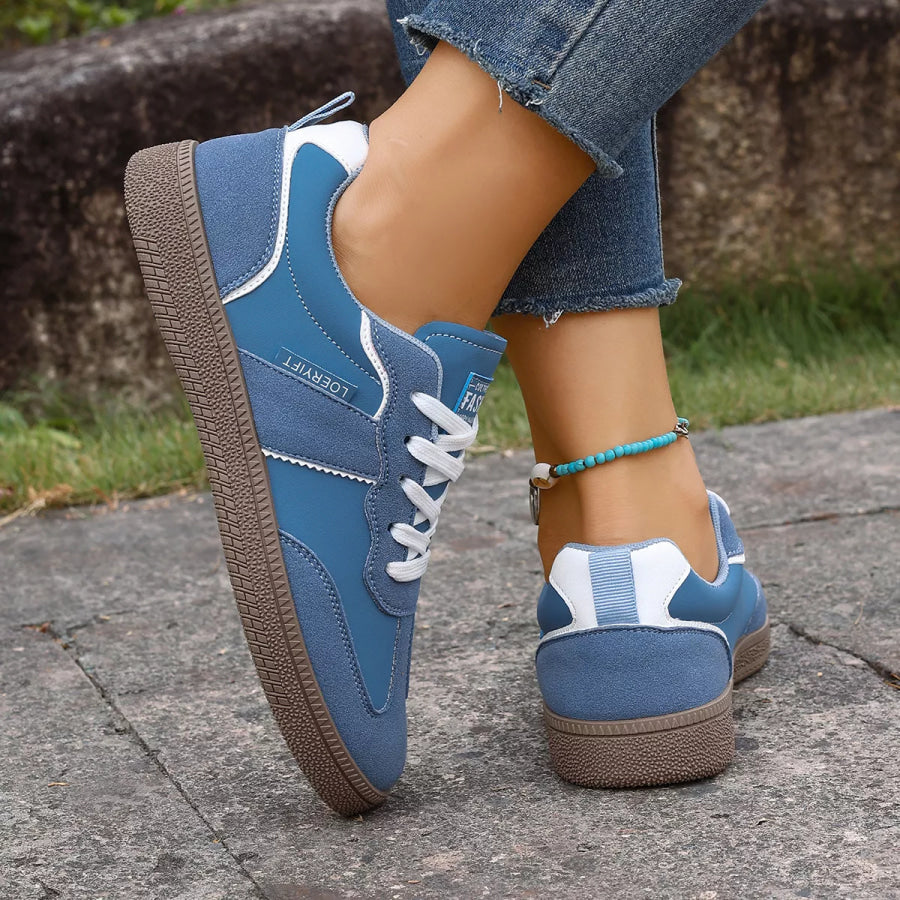 Round Toe Lace Up Sneakers Apparel and Accessories