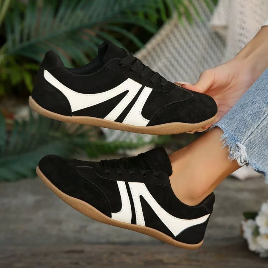 Round Toe Lace Up Sneakers Apparel and Accessories