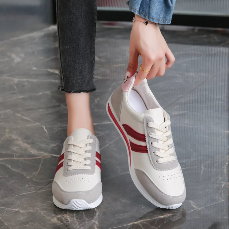 Round Toe Lace Up Sneakers Apparel and Accessories