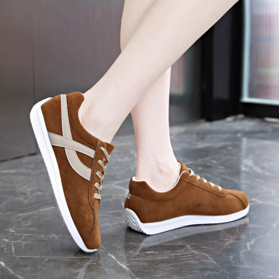 Round Toe Lace Up Sneakers Apparel and Accessories