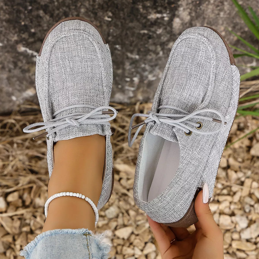 Round Toe Lace-Up Sneakers Apparel and Accessories