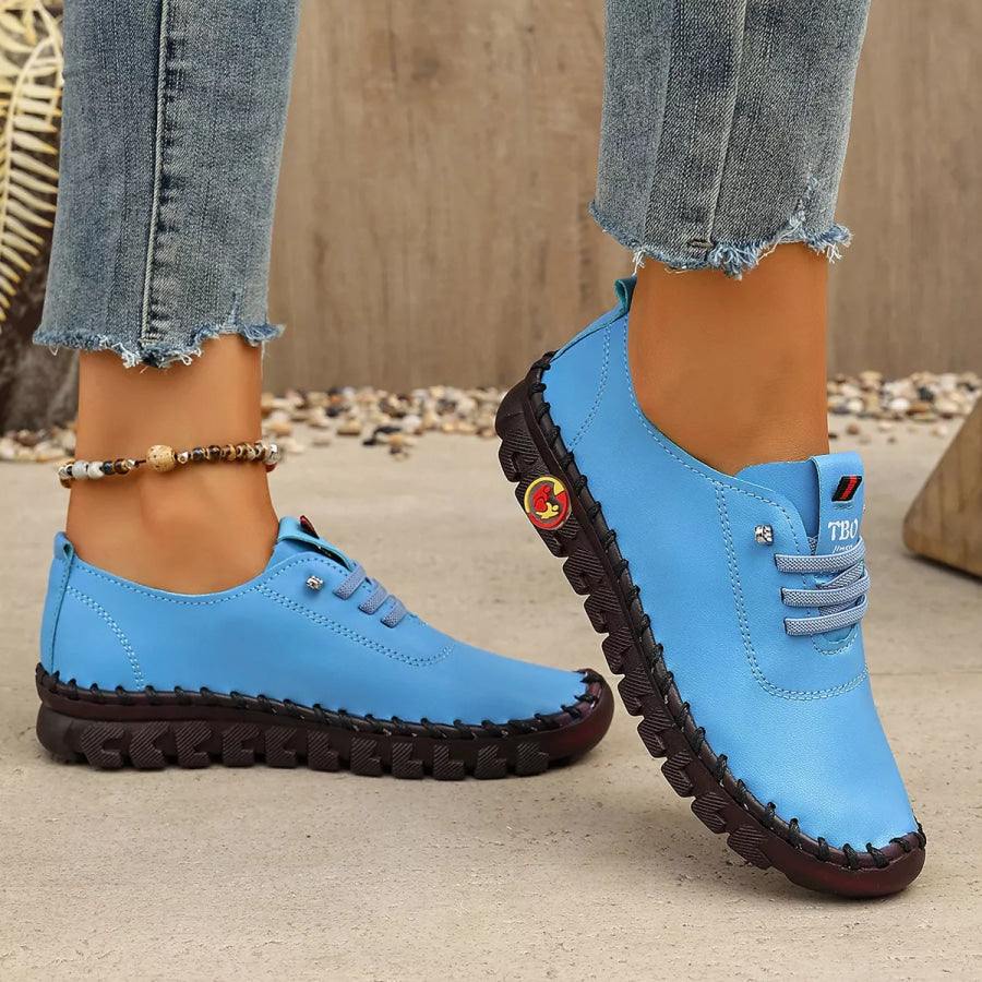 Round Toe Lace Up Sneakers Apparel and Accessories