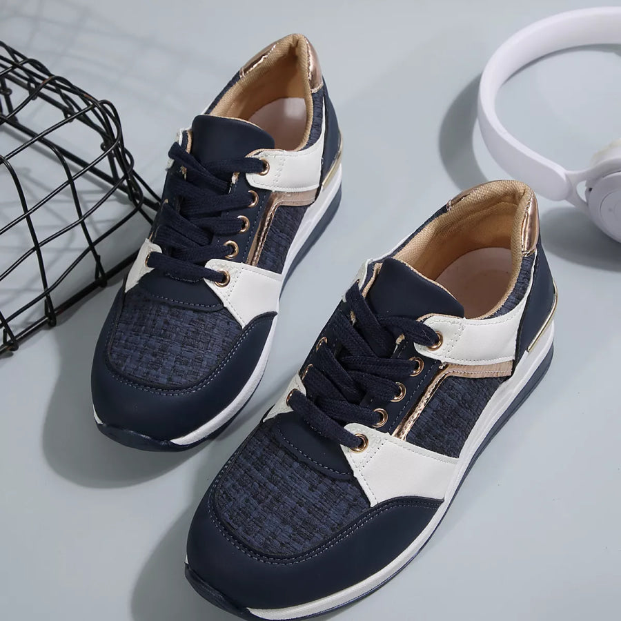 Round Toe Lace Up Sneakers Apparel and Accessories