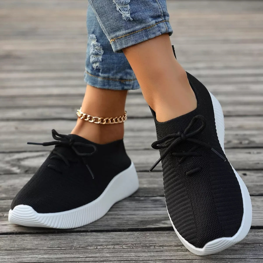Round Toe Lace Up Sneakers Apparel and Accessories
