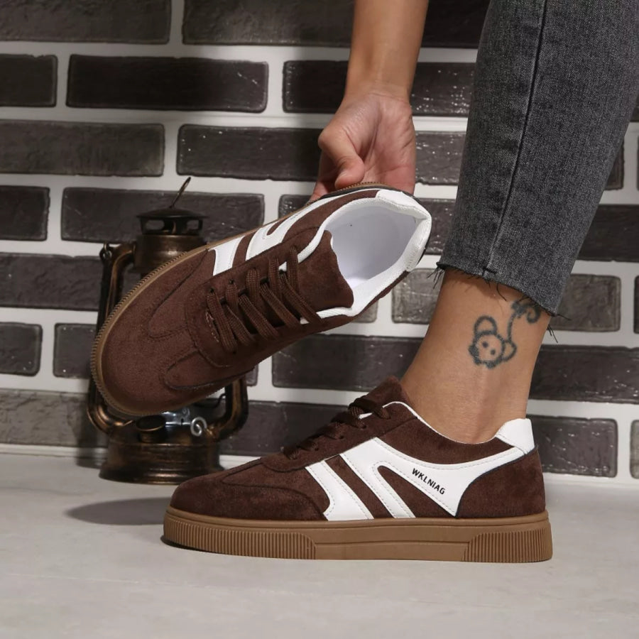 Round Toe Lace Up Sneakers Apparel and Accessories