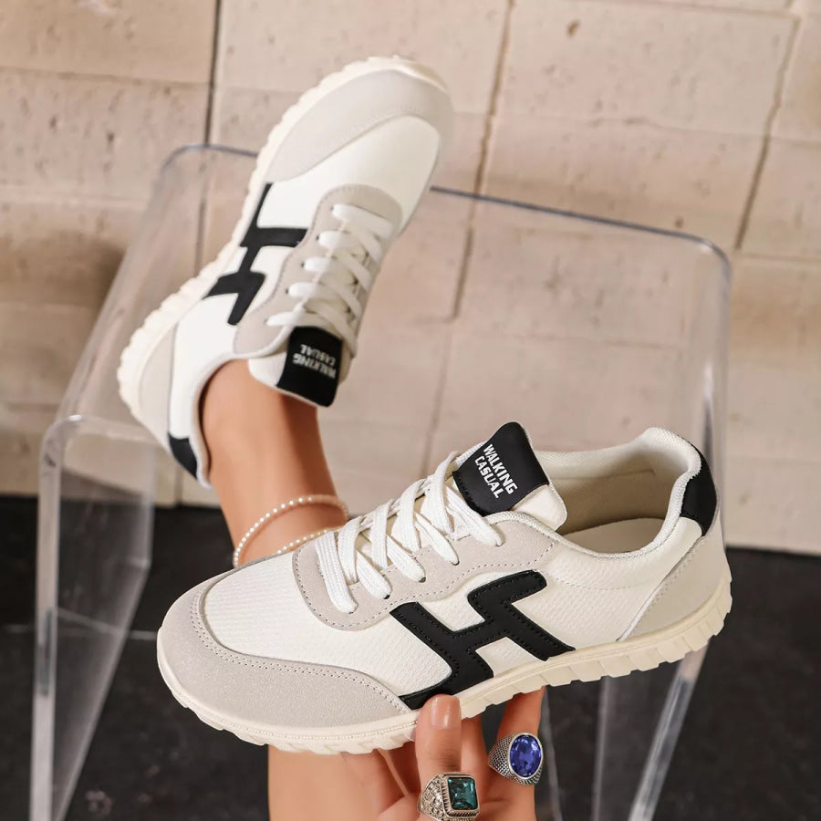 Round Toe Lace Up Sneakers Apparel and Accessories