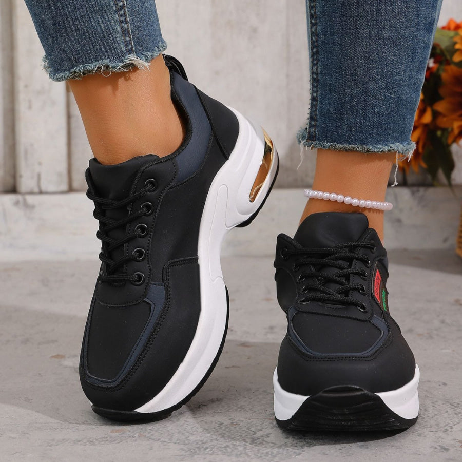 Round Toe Lace Up Sneakers Apparel and Accessories