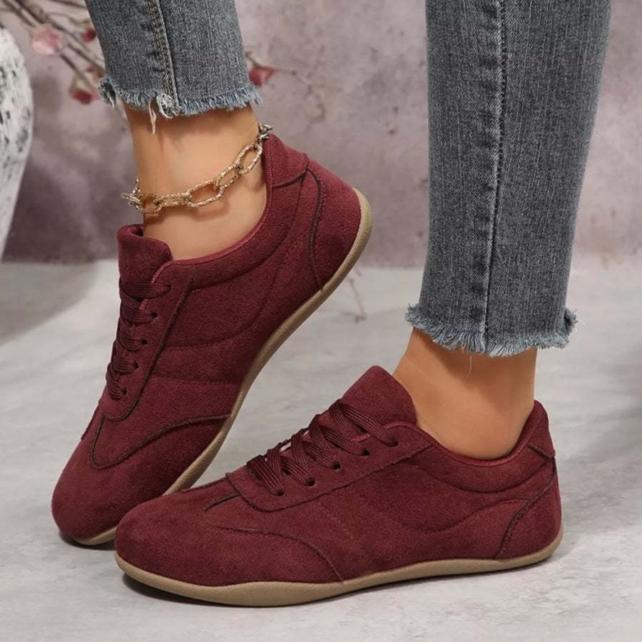 Round Toe Lace Up Sneakers Apparel and Accessories