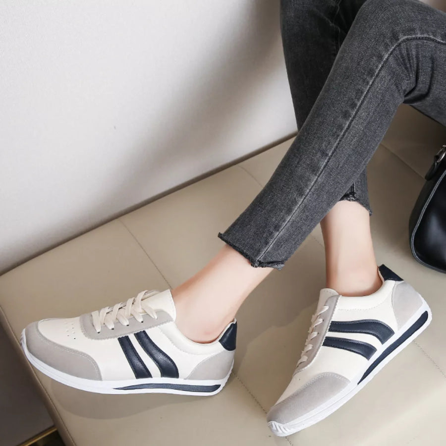 Round Toe Lace Up Sneakers Apparel and Accessories