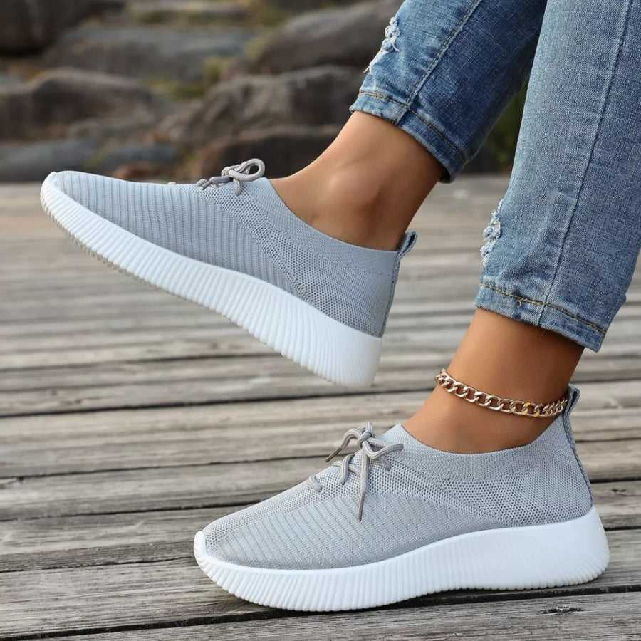 Round Toe Lace Up Sneakers Apparel and Accessories