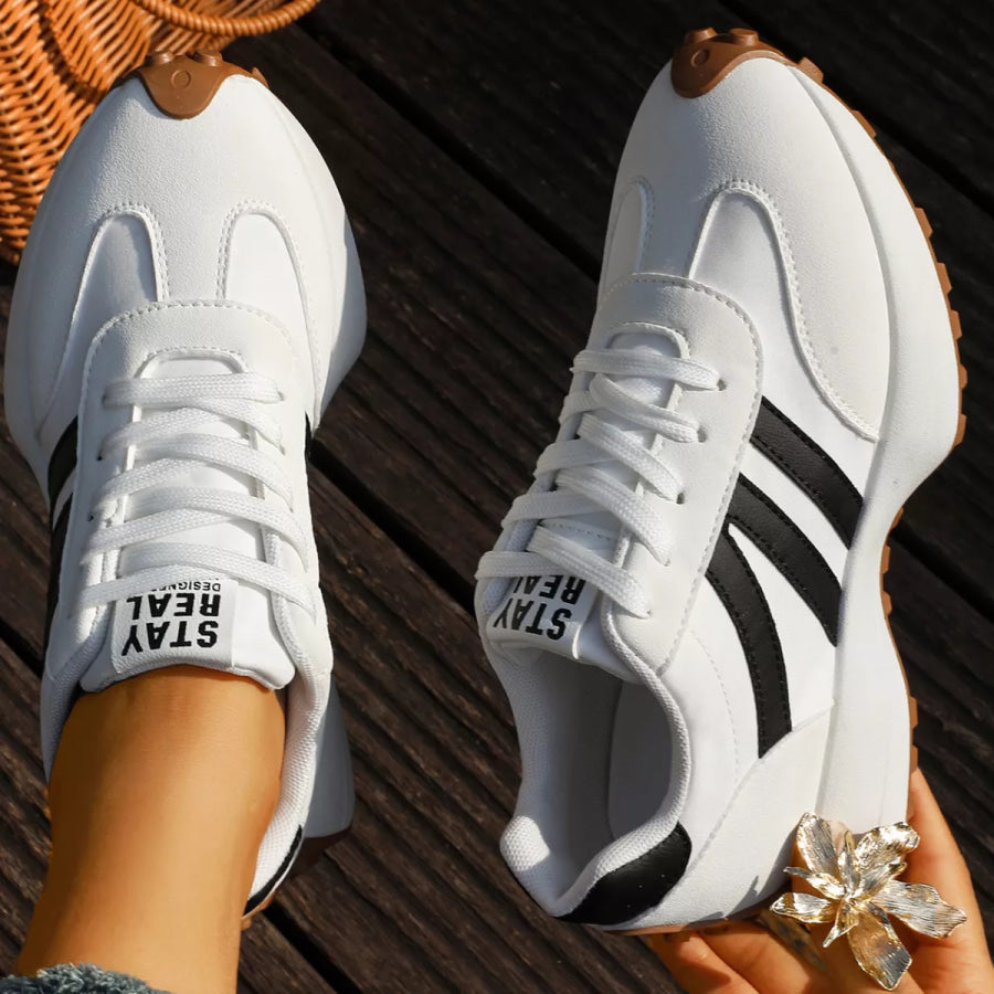 Round Toe Lace Up Sneakers Apparel and Accessories