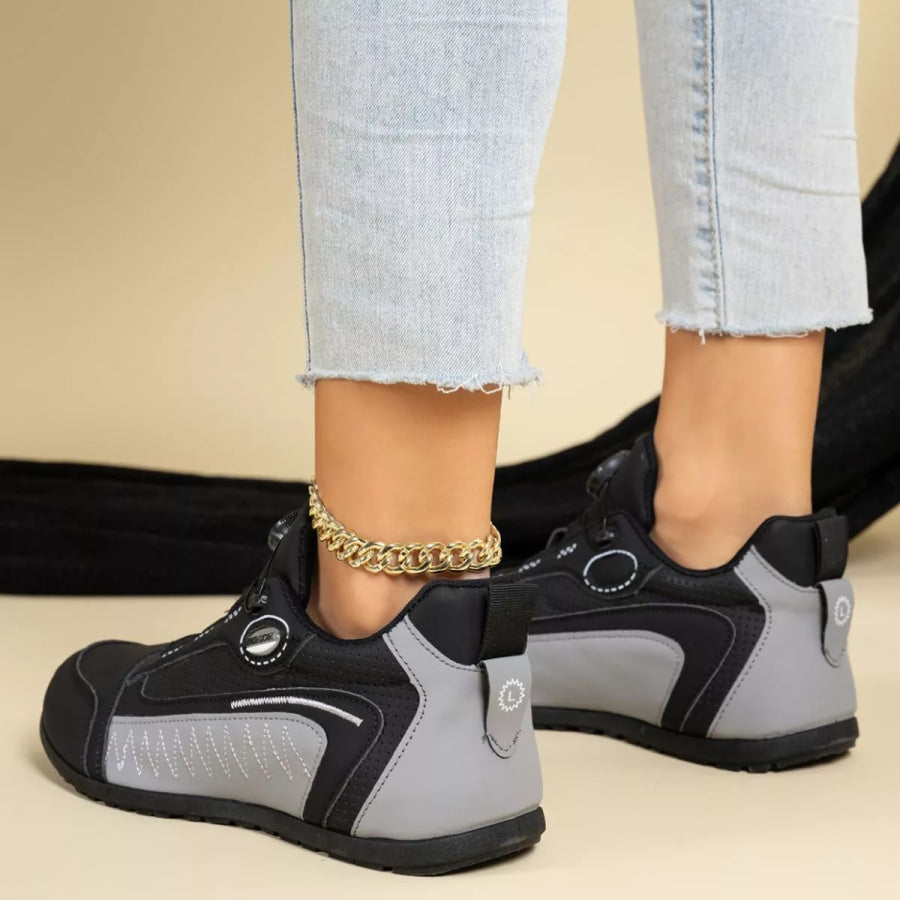 Round Toe Lace Up Sneakers Apparel and Accessories
