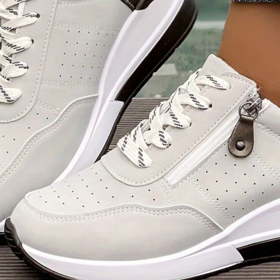 Round Toe Lace Up Sneakers Apparel and Accessories