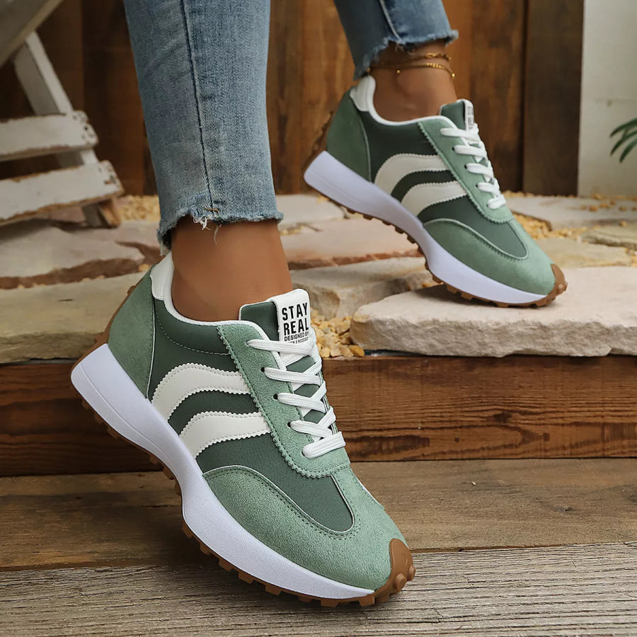 Round Toe Lace Up Sneakers Apparel and Accessories
