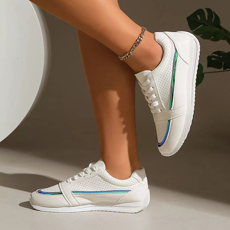 Round Toe Lace Up Sneakers Apparel and Accessories