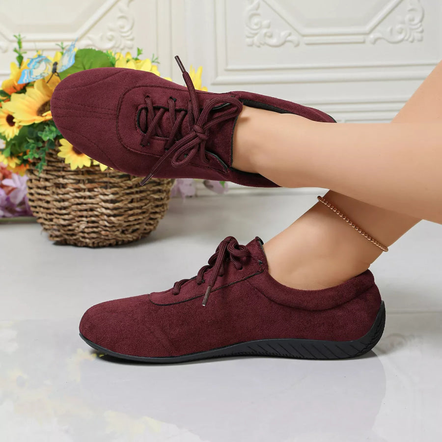 Round Toe Lace Up Sneakers Apparel and Accessories