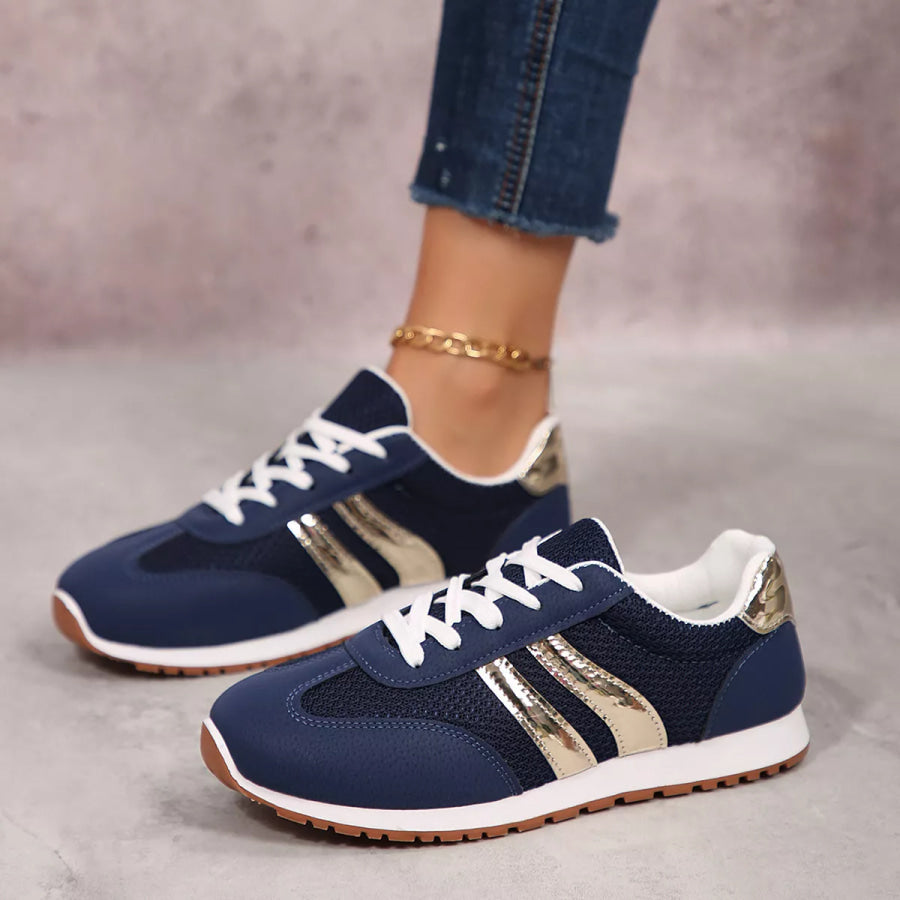 Round Toe Lace Up Sneakers Apparel and Accessories