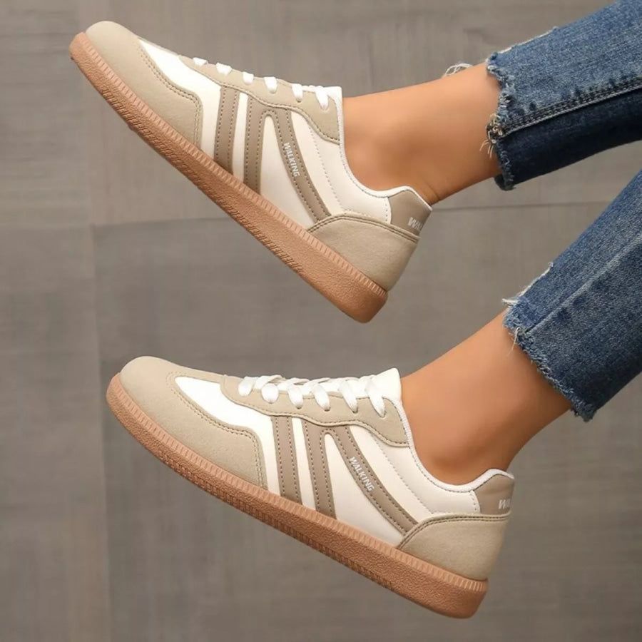 Round Toe Lace Up Sneakers Apparel and Accessories